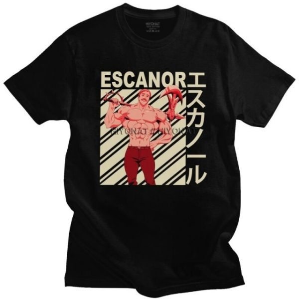 Stylish The Seven Deadly Sins Escanor Tee Men Short Sleeves Casual Anime Manga Nanatsu no - Ahegao Shop